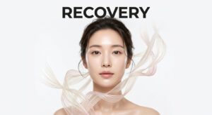 시술 후 회복과 케어를 상징하는 평온한 인상의 여성 모델
