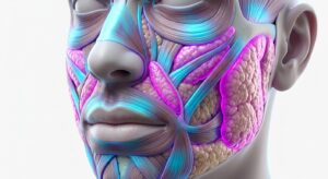 팔자주름과 안면부 지방 패드의 해부학적 구조 3D 일러스트